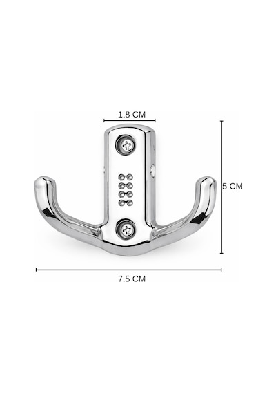 10 Adet Çiftli Krom Metal Duvar Askısı Portmanto Vestiyer Elbise Askılığı Gri