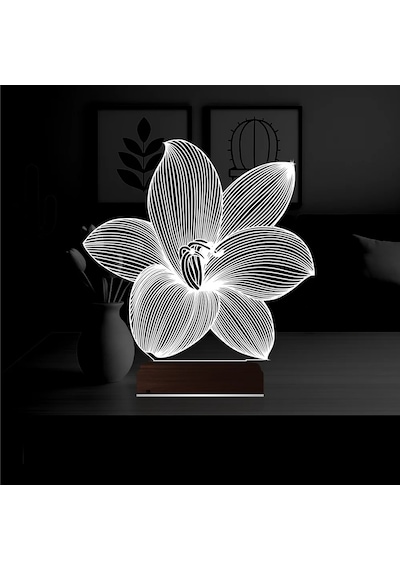Luvivia Orkide Çiçek 3d Lamba - Masa Gece Lambası V2 Şeffaf