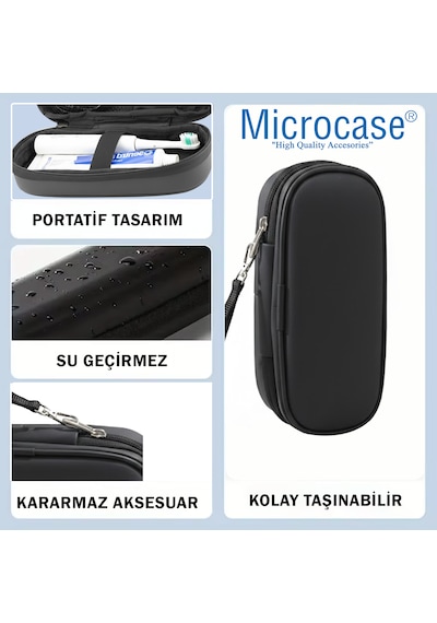 Microcase Şarjlı Diş Fırçaları İçin Askılıklı Seyahat Saklama Çantası Koruma Kabı Kutusu Al5434 Siyah