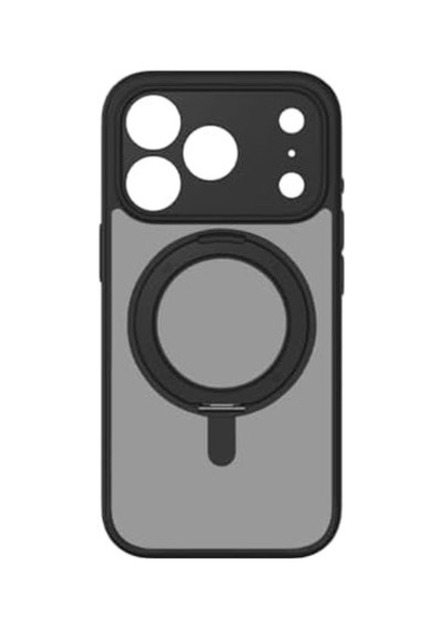 Apple iPhone  Uyumlu  17 Pro Roller Serisi 360 Dönebilen Halka Standlı Magsafe Kılıf Black
