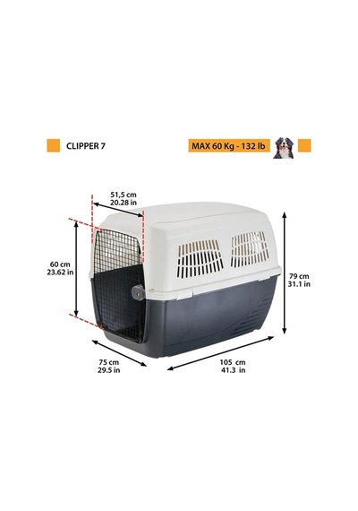 Ferplast Clipper 7 Plus Kedi Köpek Taşıma Kafesi 105x75x79cm