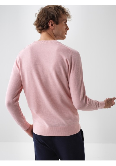 Xint Pembe Regular Fit Bisiklet Yaka Yünlü Kazak 801822