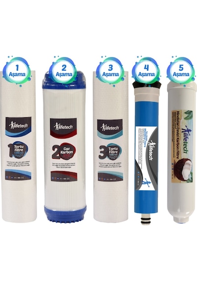Lifetech 5 Aşama Filtre Seti (Membran Filtreli) Lifetech 5 Aşama Filtre Seti (Membran Filtreli)