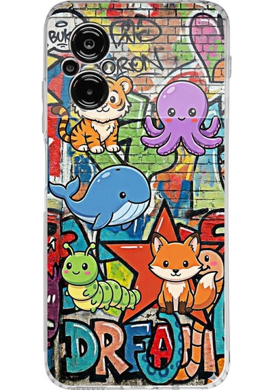 Poco M5 İle Uyumlu Grafiti Mini Tasarımlı Şeffaf Silikon Kılıf Şeffaf