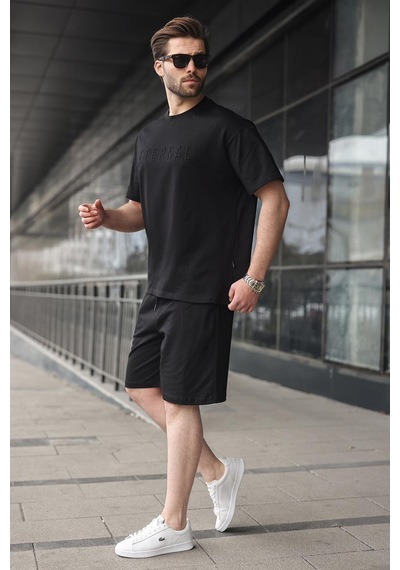 Siyah Erkek Şort T-shirt Takım E7347