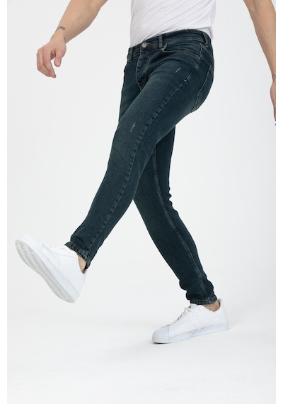 Erkek Yeşil Tint Destroy Skinnyfit Likralı Jean Kot Pantolon Yeşil