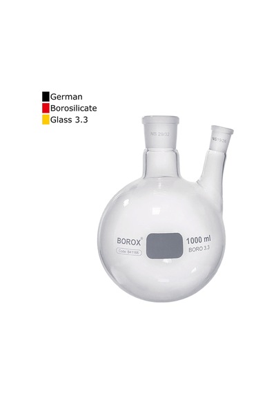 Borox Dibi Yuvarlak Şilifli İki Boyunlu Cam Balon 1 L