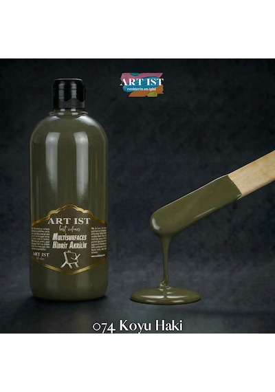 Multisurfaces Hibrit Akrilik Boyalar - 074 Koyu Haki Yeşil Ahşap, Taş Tozu, Hobi, Dıy
