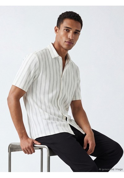 Lcw Vision Ekru Regular Fit Kısa Kollu Çizgili Erkek Gömlek Lcw Vision Ekru Regular Fit Kısa Kollu Çizgili Erkek Gömlek