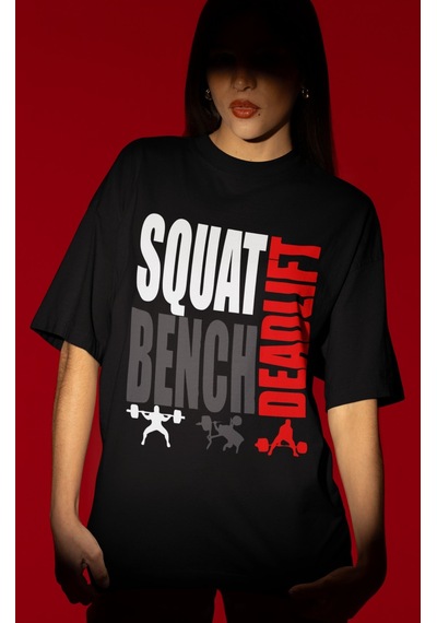 Tasarım Squat Bench Deadlift Fitness Bodybuilding Gym Sporcu Bask Siyah