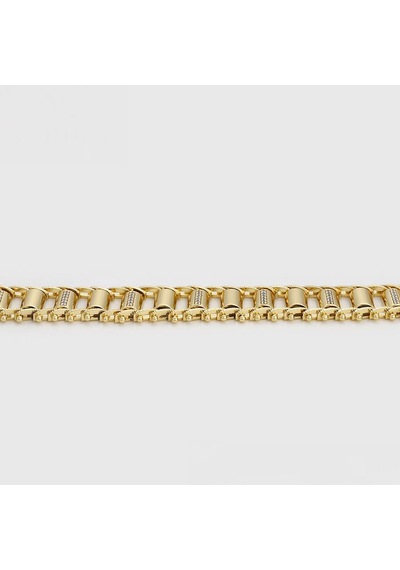 Zirkon Taşlı Şerit Detaylı 14 Ayar Altın Kaplama Gösterişli Kadın Bileklik Gold