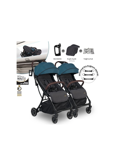 Lorelli Minori Ayrılıp Birleşebilen Kabin İkiz Bebek Arabası - Opal Green