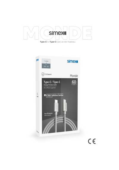 Simex İphone 15-16-17 Serileri Uyumlu - İphone Samsung Redmi Uyumlu - 60w Type-c Hızlı Şarj Kablosu Spk10