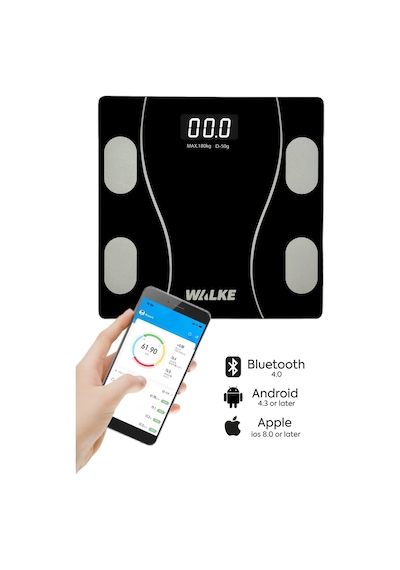 Walke Premium Seri Dijital Baskül Yağ Su Kas Vücut Kitle Endeksi Kilo Ölçer Tartı 30 30 Cm Siyah
