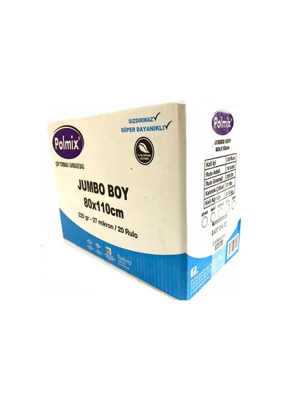 Çöp Torbası Polmix Jumbo Boy 220 Gram 80X110 Siyah 1 Paket