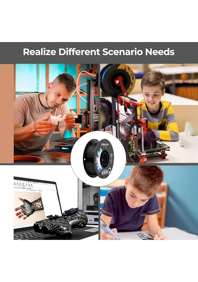 Creality Cr-petg Filament 1.75mm 10kg, 3d Yazıcı Filament Petg Vakum Paketleme, Siyah 10 1kg Makara