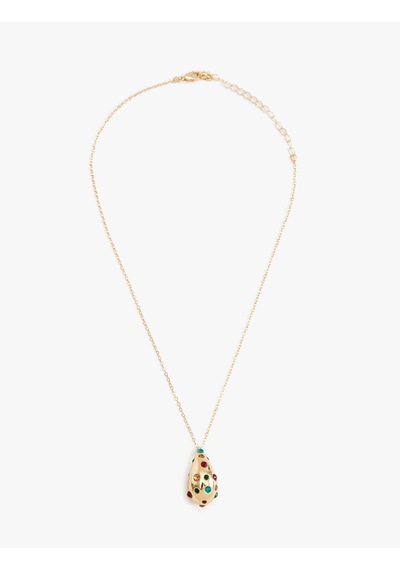 Koton Taşlı Damla Kolye Multıcolor 5wak70447aa Mavi