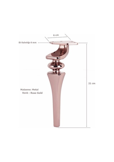 Sintra Lüx Metal Ayak 21 Cm Mobilya Koltuk Ayağı Rose Gold Çok Renkli