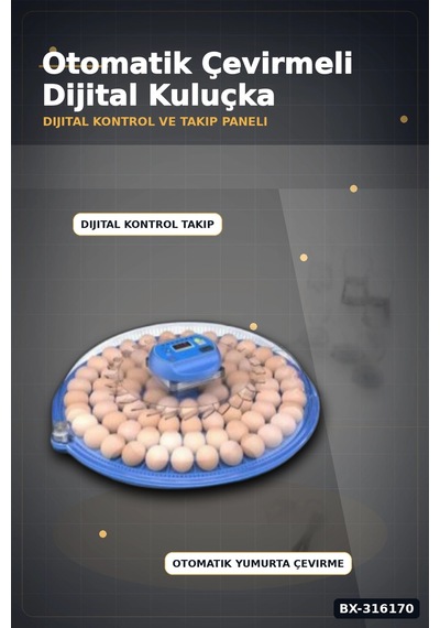 Kuluçka Makinesi Çift Viyollü 80-240 Yumurta Kapasiteli Tavuk Kaz Bıldırcın Bx-316170