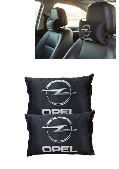 Opel Logolu Siyah Araç Seyahat Boyun Yastığı 2 Li Set Konforlu Ve Şık Siyah