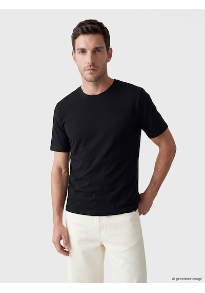 Lcwaıkıkı Classic Siyah Regular Fit %100 Pamuk Erkek Tişört
