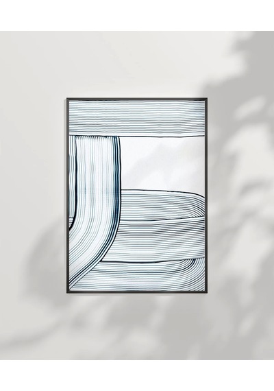 Çerçevesiz Poster Soyut Mavi Çizgiler Minimalist