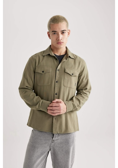 DeFacto Regular Fit Polo Yaka Basic Düz Pamuklu Uzun Kollu Gömlek B2654AX23AUKH470 DeFacto Regular Fit Polo Yaka Basic Düz Pamuklu Uzun Kollu Gömlek B2654AX23AUKH470