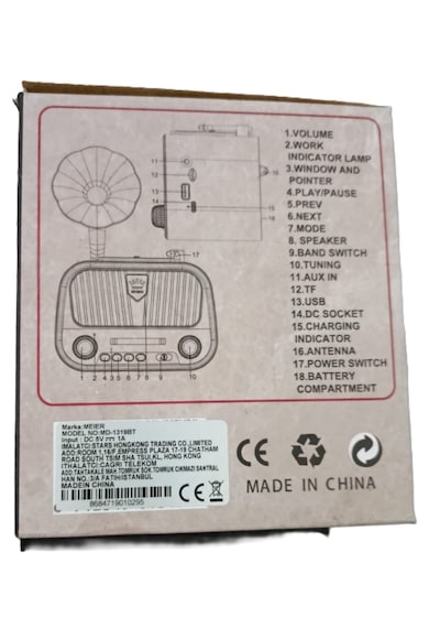 Nostaljik Gramofon Görünümlü Md-1319bt Fm Radyo Retro Ahşap Bluetooth Hoparlör