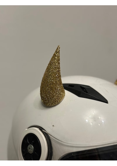 Motor & Motosiklet Gold Simli Şeytan Boynuzu Kask Dış Aksesuar Diğer