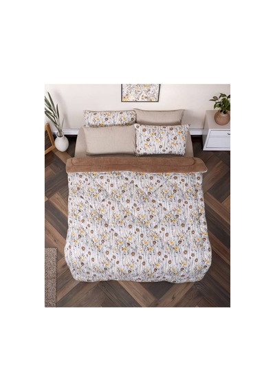 Welsoft Çift Kişilik Yorgan 195x215 Cm Çift Taraflı Ultra Yumuşak Silikon Dolgulu Kahverengi Kahverengi