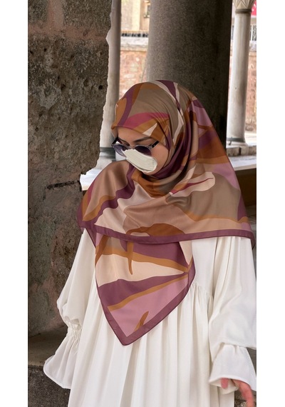 Qalortex Scarf Pamuklu Soft Rânâ Desen Eşarp-gül Kurusu