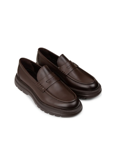 Deery Erkek Kahverengi Hakiki Deri Kalın Taban Loafer - 02006mkhve01 Kahverengi