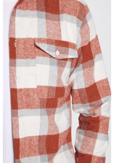 Tudors Erkek Slim Fit Dar Kesim Oduncu Tek Cepli Kareli Kışlık Gömlek-32611 Çok Renkli