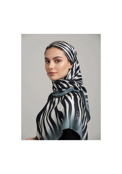 Lady Coco Zebra Desenli Dijital Baskı Rayon Eşarp Açık Yeşil