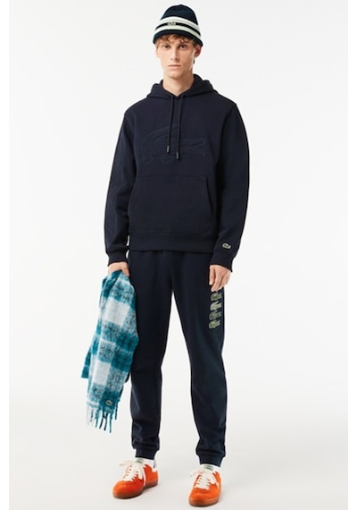 Lacoste Men's Relaxed Fit Kapüşonlu Baskılı Hoodie Sweatshirt Erkek Organik Pamuk Sweatshirt Siyah