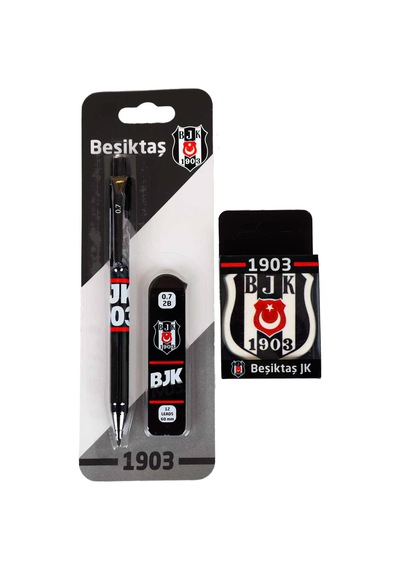 Lisanslı Beşiktaş Versatil Uçlu Kalem , 0.7 Mm Uç Ve Silgi Seti Altın