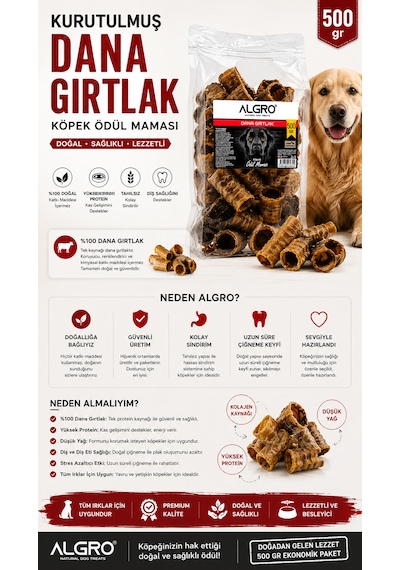 Kurutulmuş Dana Gırtlak &100 Doğal 500gr