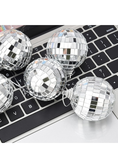 Disco Topu Aynalı Gümüş 5 Cm 6 Lı