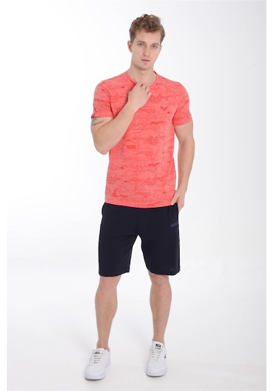 Maraton Sportswear Regular Erkek Bisiklet Yaka Kısa Kol Basic Kırmızı T-Shirt 20928-Kırmızı