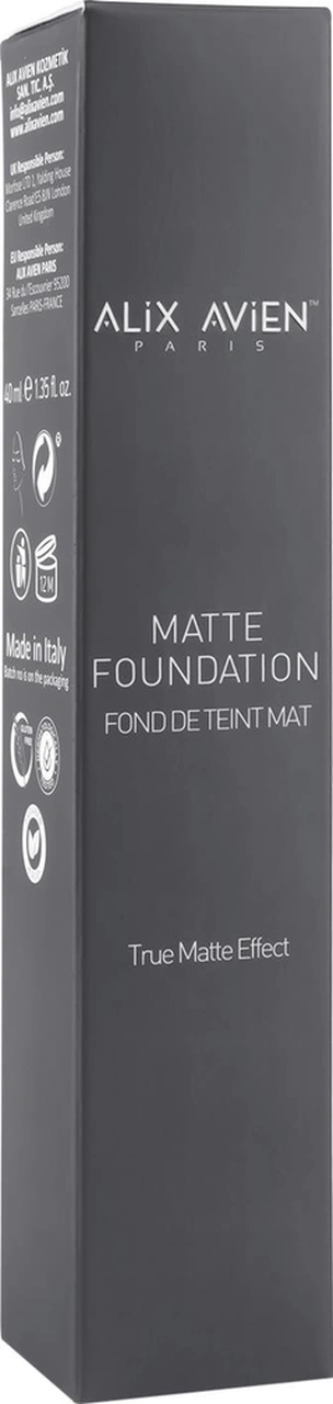 Alix Avien Uzun Süre Kalıcı Doğal Mat Bitişli E Vitamini İçeren Mat Fondöten Matte Foundation 411 Deep Beige