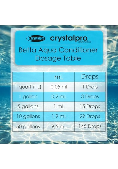 Crystalpro Betta Su Kremi 660 Galon - Konsantre Betta Balık Su Kremi, Klor Ve Amonyakı Nötralize Ediyor 4.5 Oz-125 M