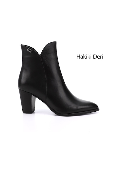 Gönderi(R) Gönderi R Siyah Fermuarlı Sivri Burun Hakiki Deri Bot Siyah