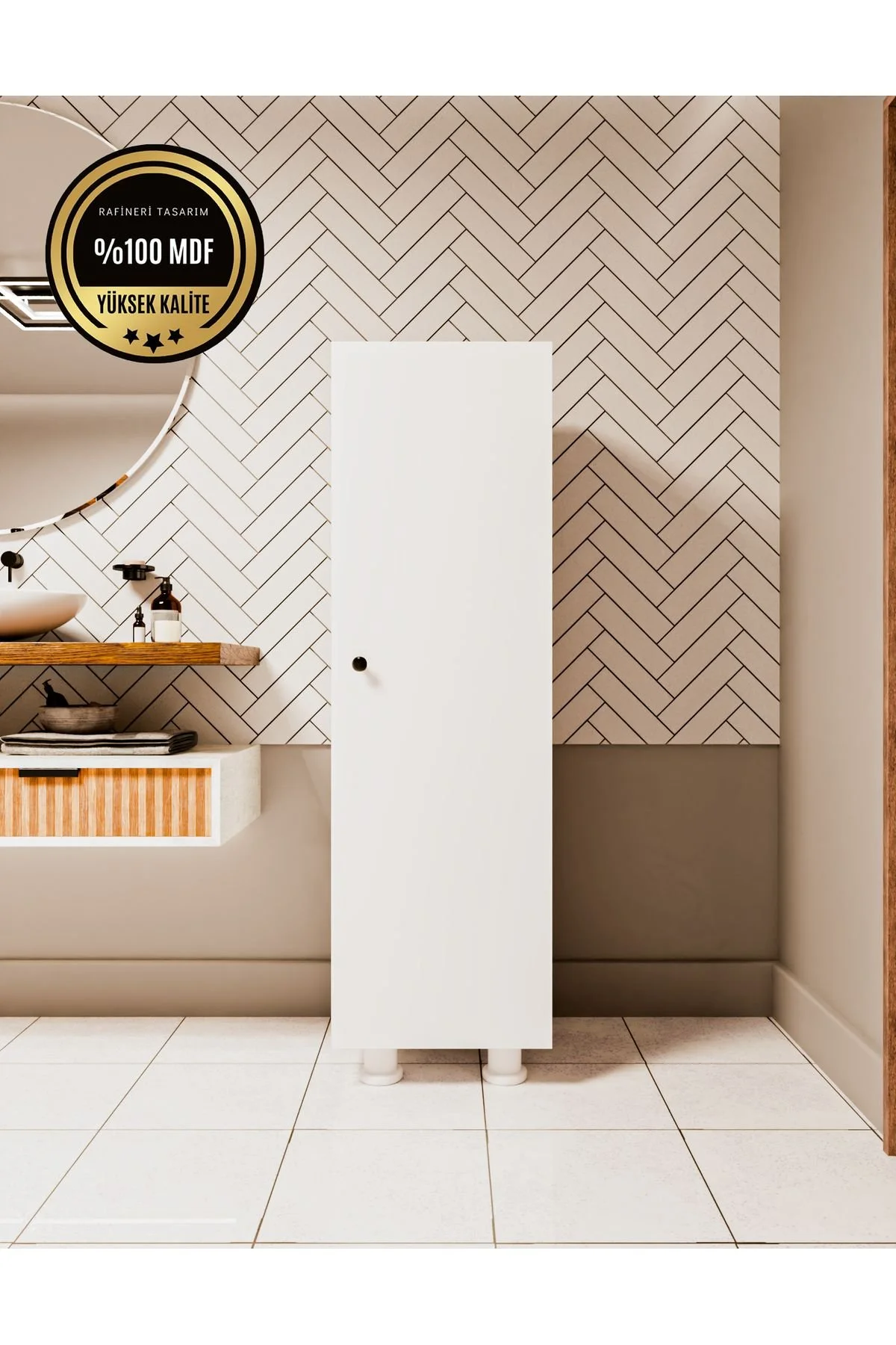 Elox Banyo Dolabı Raflı,balkon Dolabı,mutfak Dolabı Çok Amaçlı Dolap Beyaz