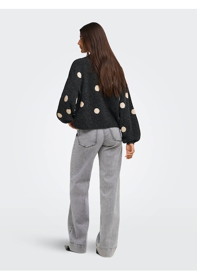 Only Onlrıca Ls Detaıl O-neck Gri Kadın Kazak 15375856