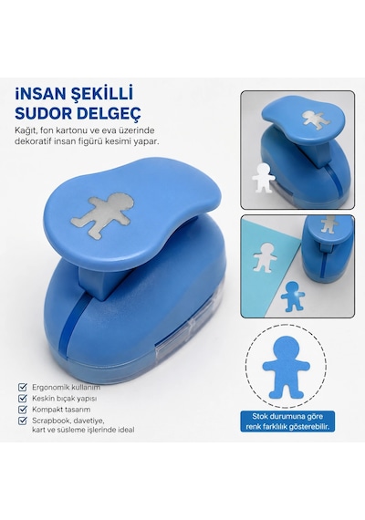 Südor İnsan Şekilli Şekilli Delgeç Orta Boy Fon Kartonu Kağıt Eva Delgeç Scrapbook Hobi Delgeci Çok Renkli