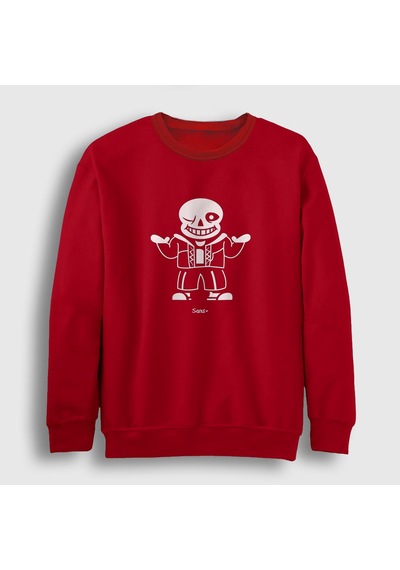 Presmono Unisex Sans Undertale Sweatshirt Kırmızı