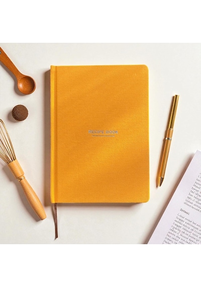 Tarif Defteri A5 Boyutunda Sert Kapaklı 100+ Tariflik Recipe Journal, Ölçü Tablosu, Not Alanı Sarı