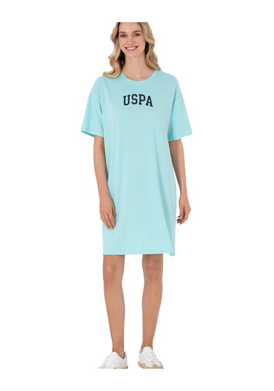 U.S. Polo Assn. Kadın Modal Karışımlı Bisiklet Yaka Mini Boy Örme Elbise Mint