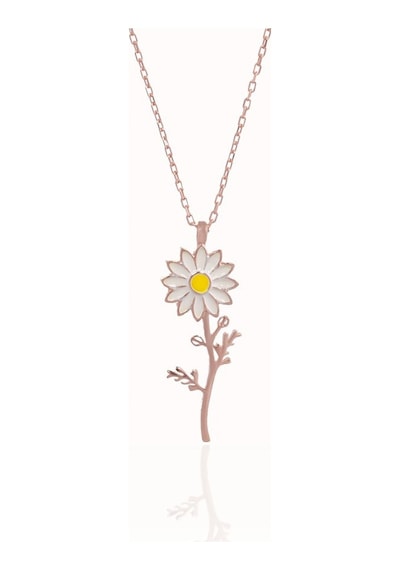 Minamis Silver Dal Papatya Kolye-2208