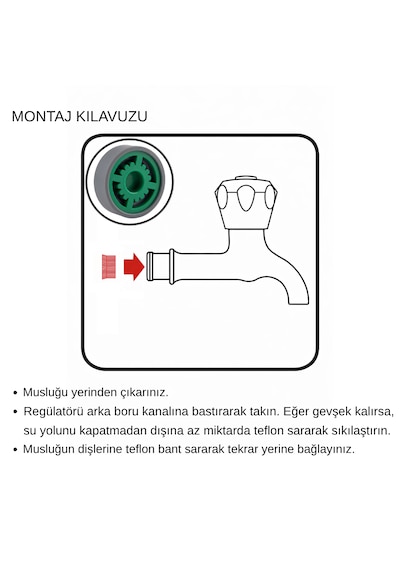 Avantaj Paketi 100 Lü Bahçe Musluğu Gömme Debi Regülatörü 7 L/dk %70 Su Tasarrufu Standart
